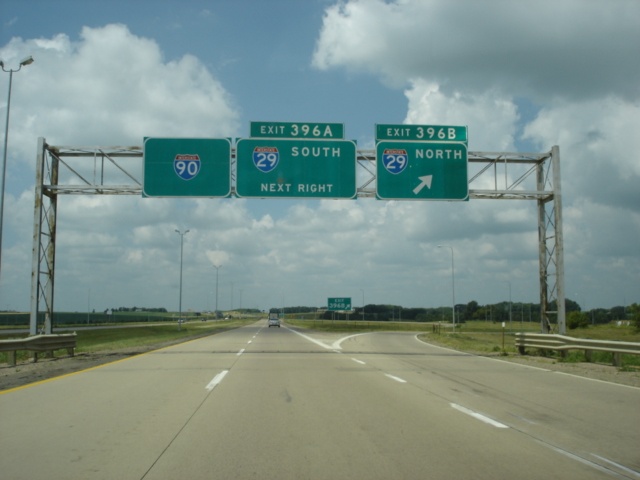 Interstate 90 West at Exit 396B - Interstate 29 North