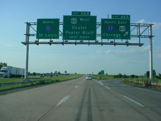 Interstate 55 North at Exit 66A - Interstate 57 North/U.S. 60 East