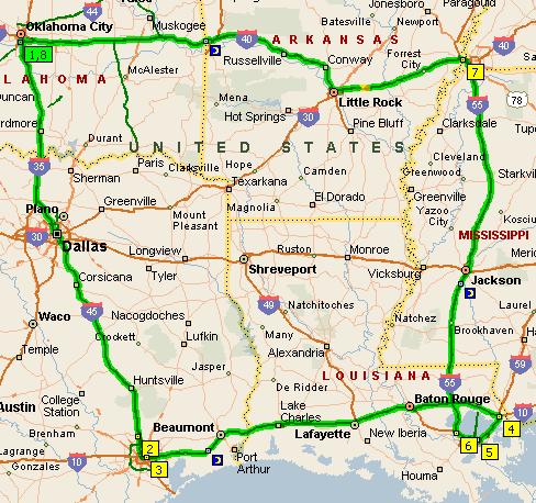 Bayous & Blues Roadtrip Map