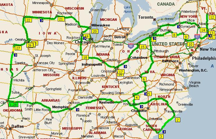 Summer 2005 Roadtrip Map